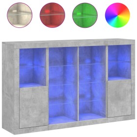 vidaXL Sideboards mit LED-Leuchten 3 Stk. Betongrau Holzwerkstoff