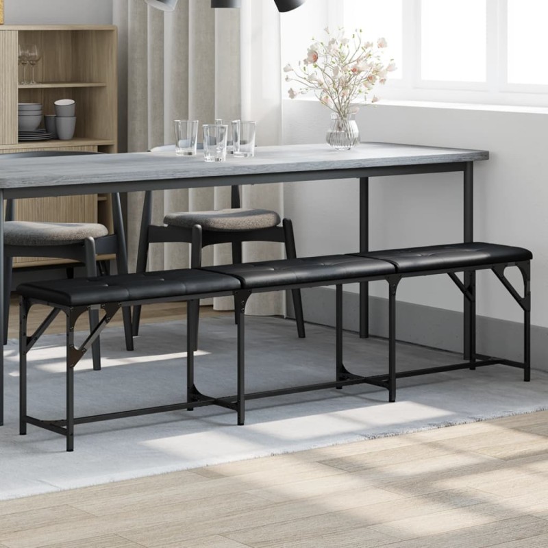 vidaXL Essbank Schwarz 186x32x45 cm Stahl und Kunstleder vidaXL Essbank Schwarz 186x32x45 cm Stahl und Kunstleder