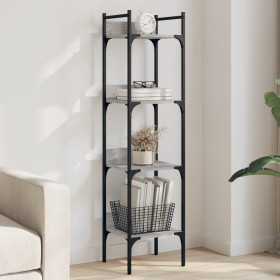 vidaXL Bücherregal 4 Böden Grau Sonoma 35x30x138,5 cm Holzwerkstoff