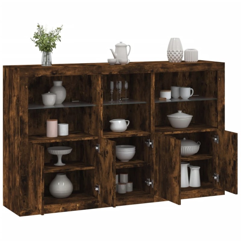 vidaXL Sideboard mit LED-Leuchten Räuchereiche 162x37x100 cm vidaXL Sideboard mit LED-Leuchten Räuchereiche 162x37x100 cm