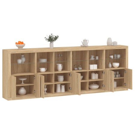 vidaXL Sideboard mit LED-Leuchten Sonoma-Eiche 283x37x100 cm
