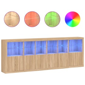 vidaXL Sideboard mit LED-Leuchten Sonoma-Eiche 283x37x100 cm