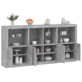 vidaXL Sideboard mit LED-Leuchten Betongrau 202x37x100 cm