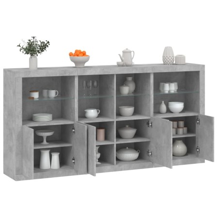 vidaXL Sideboard mit LED-Leuchten Betongrau 202x37x100 cm