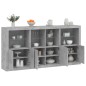 vidaXL Sideboard mit LED-Leuchten Betongrau 202x37x100 cm vidaXL Sideboard mit LED-Leuchten Betongrau 202x37x100 cm