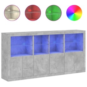 vidaXL Sideboard mit LED-Leuchten Betongrau 202x37x100 cm