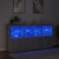 vidaXL Sideboard mit LED-Leuchten Betongrau 202x37x100 cm vidaXL Sideboard mit LED-Leuchten Betongrau 202x37x100 cm