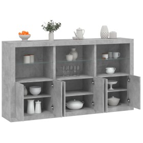 vidaXL Sideboard mit LED-Leuchten Betongrau 181,5x37x100 cm