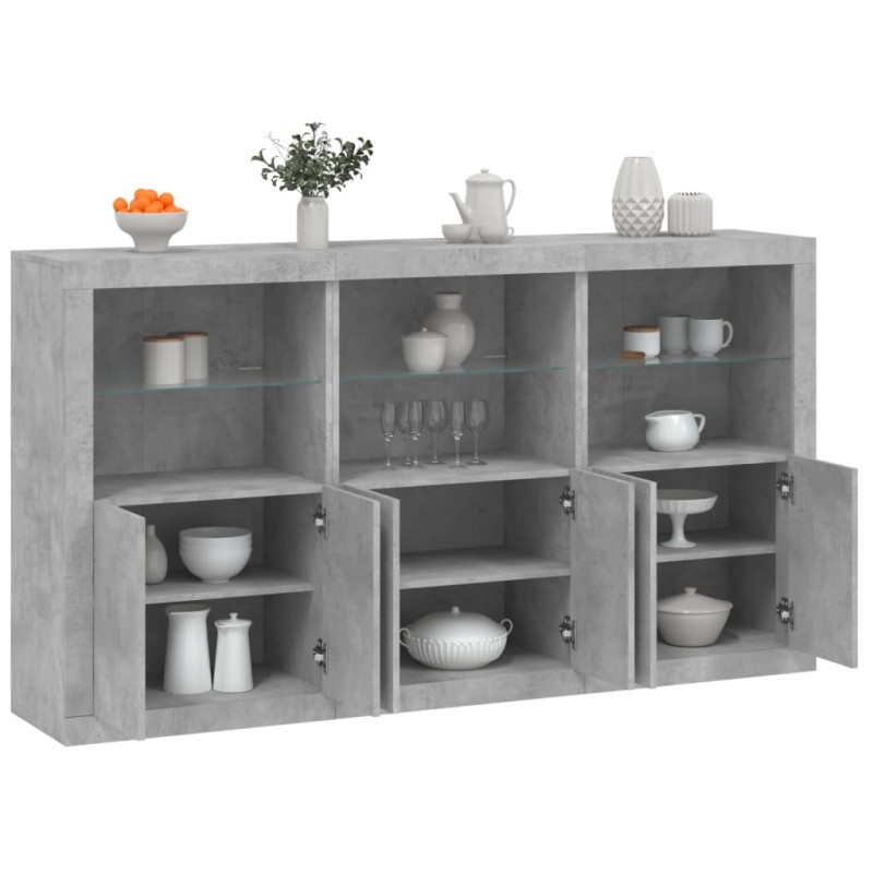 vidaXL Sideboard mit LED-Leuchten Betongrau 181,5x37x100 cm vidaXL Sideboard mit LED-Leuchten Betongrau 181,5x37x100 cm