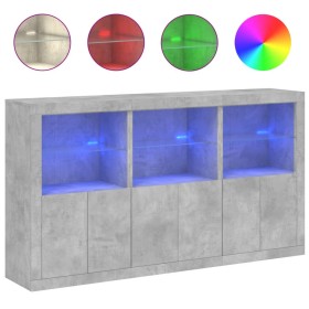 vidaXL Sideboard mit LED-Leuchten Betongrau 181,5x37x100 cm