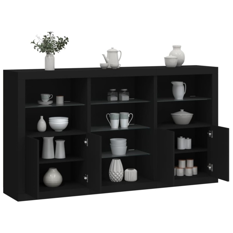 vidaXL Sideboard mit LED-Leuchten Schwarz 181,5x37x100 cm vidaXL Sideboard mit LED-Leuchten Schwarz 181,5x37x100 cm