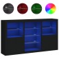 vidaXL Sideboard mit LED-Leuchten Schwarz 181,5x37x100 cm vidaXL Sideboard mit LED-Leuchten Schwarz 181,5x37x100 cm