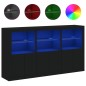 vidaXL Sideboard mit LED-Leuchten Schwarz 181,5x37x100 cm vidaXL Sideboard mit LED-Leuchten Schwarz 181,5x37x100 cm
