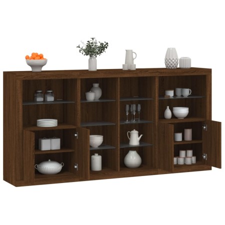 vidaXL Sideboard mit LED-Leuchten Braun Eichen-Optik 202x37x100 cm