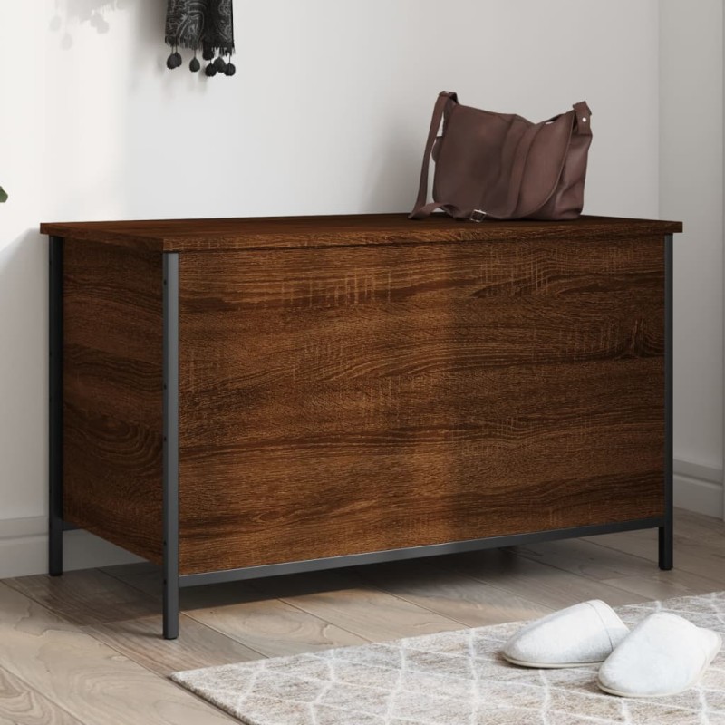 vidaXL Sitzbank mit Stauraum Braun Eiche 80x42,5x50 cm Holzwerkstoff vidaXL Sitzbank mit Stauraum Braun Eiche 80x42,5x50 cm Holzwerkstoff