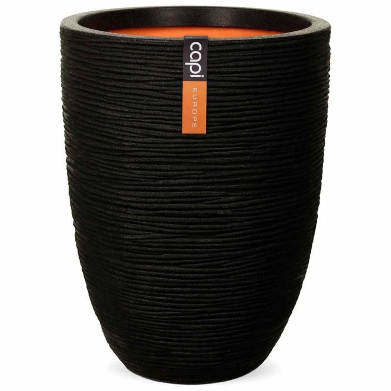 Capi Blumenkübel Nature Rib Elegant Niedrig 46x58 cm Schwarz PKBLR783 Capi Blumenkübel Nature Rib Elegant Niedrig 46x58 cm Schwarz PKBLR783