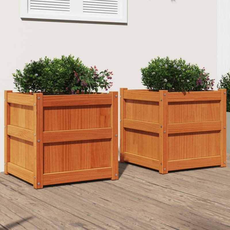 vidaXL Pflanzkübel 2 Stk. Wachsbraun Massivholz Kiefer vidaXL Pflanzkübel 2 Stk. Wachsbraun Massivholz Kiefer