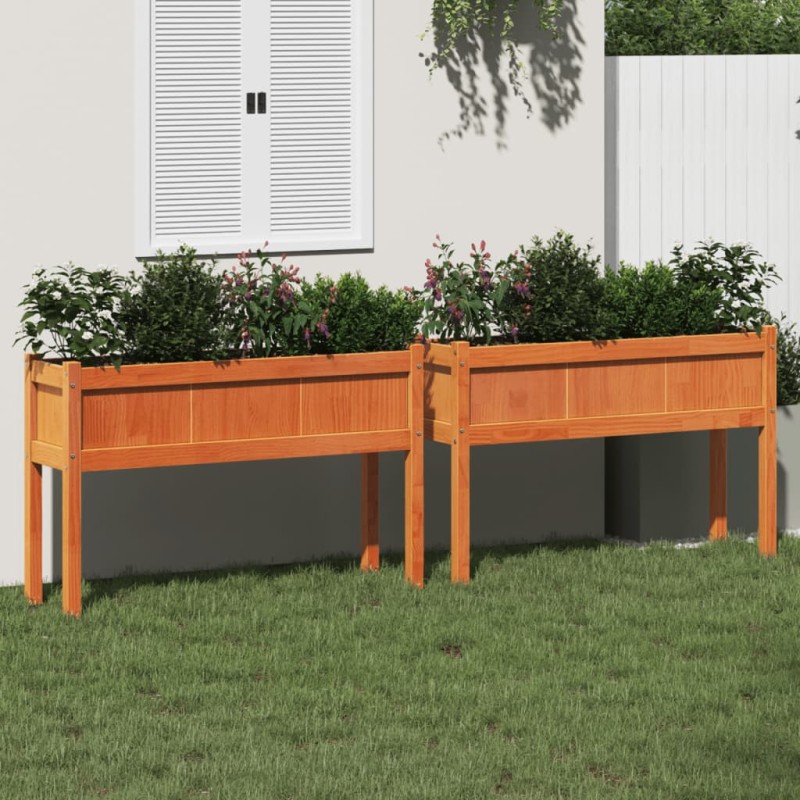 vidaXL Pflanzkübel mit Beinen 2 Stk. Wachsbraun Massivholz Kiefer vidaXL Pflanzkübel mit Beinen 2 Stk. Wachsbraun Massivholz Kiefer