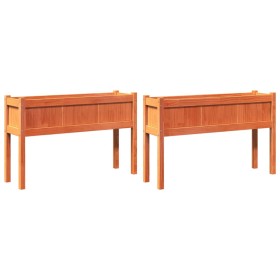 vidaXL Pflanzkübel mit Beinen 2 Stk. Wachsbraun Massivholz Kiefer