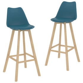 vidaXL Barhocker 2 Stk. Türkis PP und Massivholz Buche