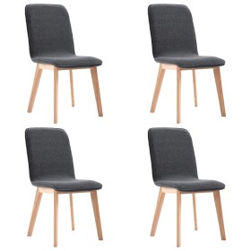 vidaXL Esszimmerstühle 4 Stk. Grau Stoff Massivholz Eiche
