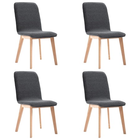 vidaXL Esszimmerstühle 4 Stk. Grau Stoff Massivholz Eiche