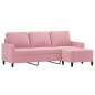 vidaXL 3-Sitzer-Sofa mit Hocker Rosa 180 cm Samt vidaXL 3-Sitzer-Sofa mit Hocker Rosa 180 cm Samt