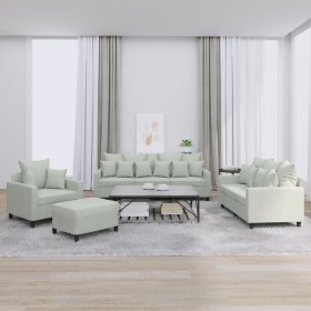 vidaXL 4-tlg. Sofagarnitur mit Kissen Hellgrau Samt