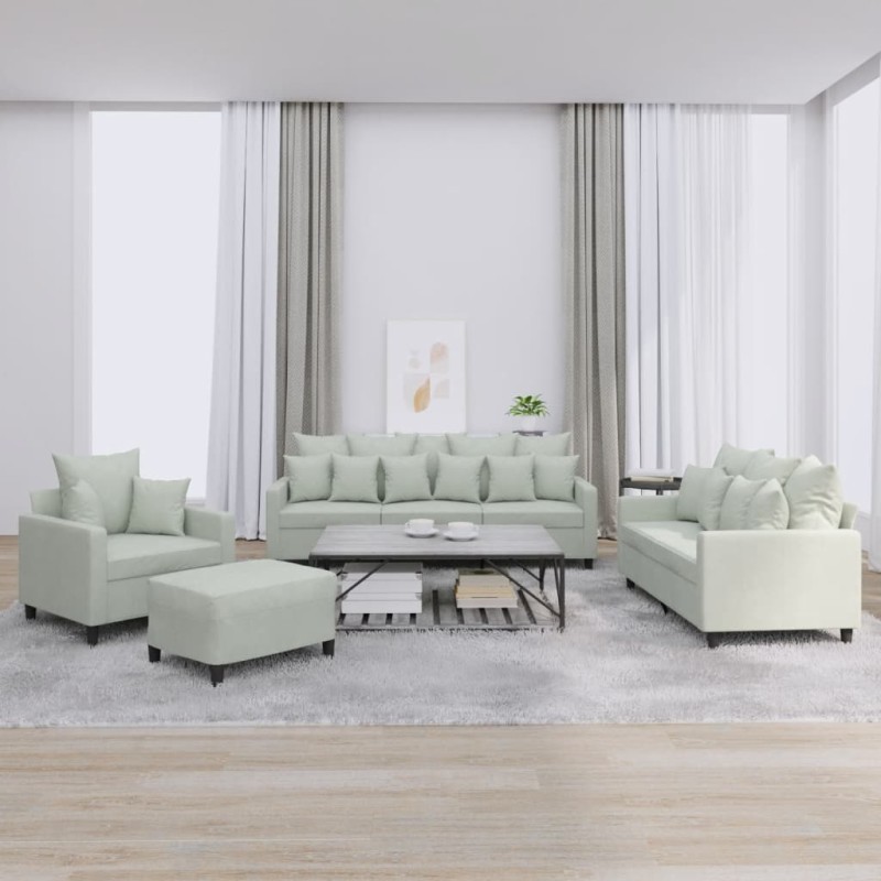 vidaXL 4-tlg. Sofagarnitur mit Kissen Hellgrau Samt vidaXL 4-tlg. Sofagarnitur mit Kissen Hellgrau Samt
