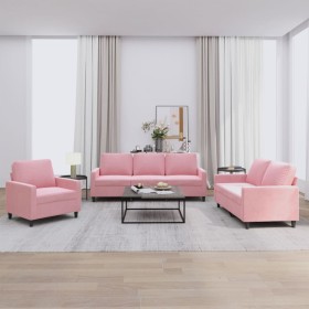 vidaXL 3-tlg. Sofagarnitur mit Kissen Rosa Samt