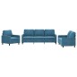 vidaXL 3-tlg. Sofagarnitur mit Kissen Blau Samt vidaXL 3-tlg. Sofagarnitur mit Kissen Blau Samt
