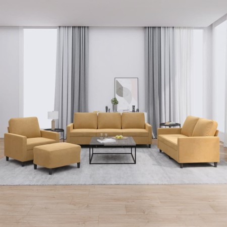 vidaXL 4-tlg. Sofagarnitur mit Kissen Braun Samt