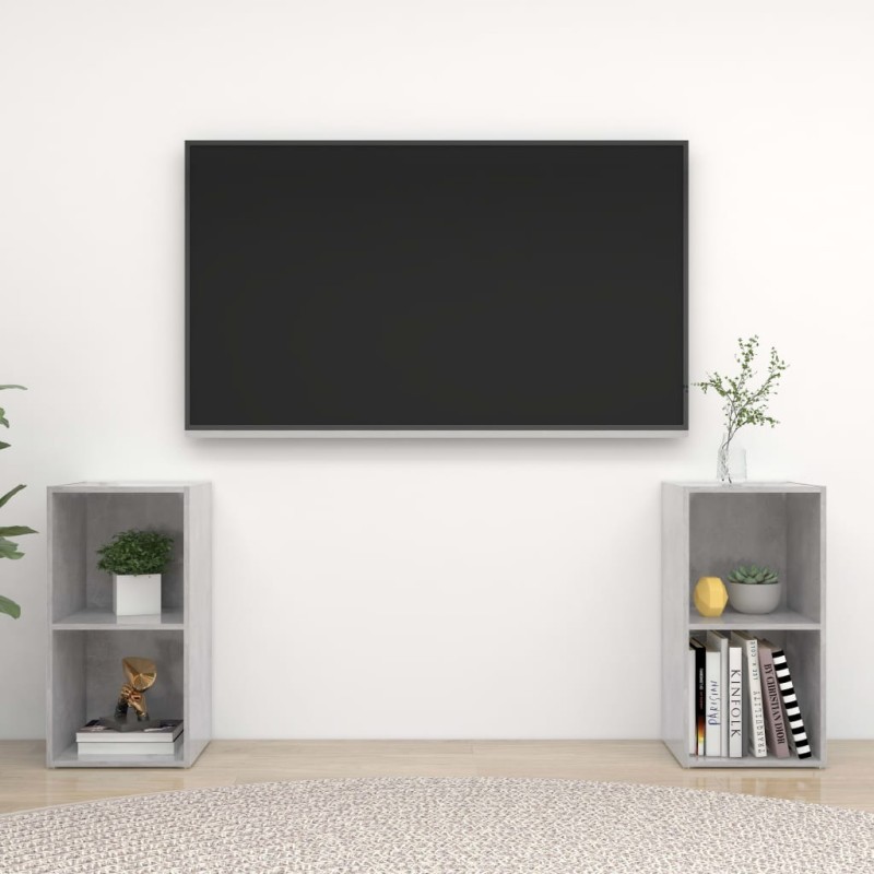 vidaXL TV-Schränke 2 Stk. Betongrau 72x35x36,5 cm Holzwerkstoff vidaXL TV-Schränke 2 Stk. Betongrau 72x35x36,5 cm Holzwerkstoff