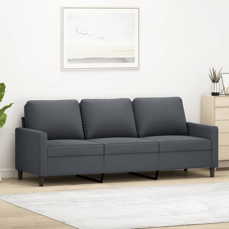 vidaXL 3-Sitzer-Sofa Dunkelgrau 180 cm Samt vidaXL 3-Sitzer-Sofa Dunkelgrau 180 cm Samt