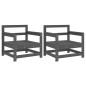 vidaXL Gartenstühle 2 Stk. Grau Massivholz Kiefer vidaXL Gartenstühle 2 Stk. Grau Massivholz Kiefer