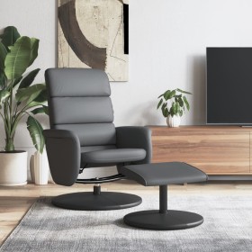vidaXL Relaxsessel mit Fußhocker Grau Kunstleder