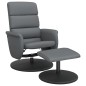 vidaXL Relaxsessel mit Fußhocker Grau Kunstleder vidaXL Relaxsessel mit Fußhocker Grau Kunstleder