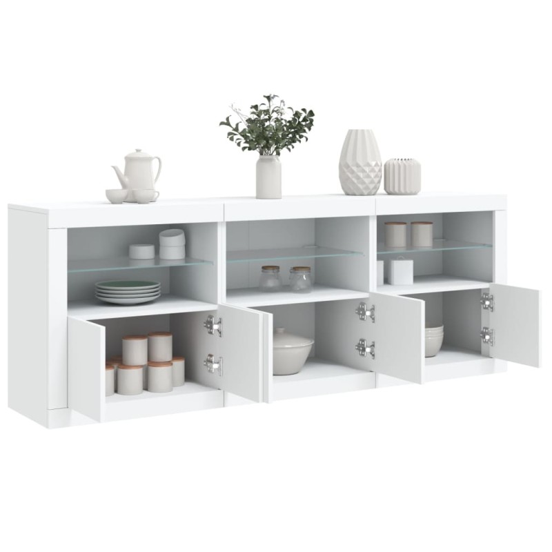 vidaXL Sideboard mit LED-Leuchten Weiß 181,5x37x67 cm vidaXL Sideboard mit LED-Leuchten Weiß 181,5x37x67 cm