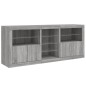 vidaXL Sideboard mit LED-Leuchten Grau Sonoma 181,5x37x67 cm vidaXL Sideboard mit LED-Leuchten Grau Sonoma 181,5x37x67 cm