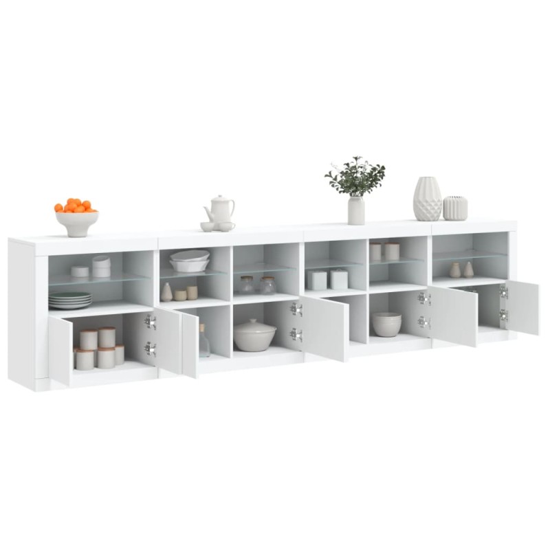 vidaXL Sideboard mit LED-Leuchten Weiß 283x37x67 cm vidaXL Sideboard mit LED-Leuchten Weiß 283x37x67 cm