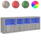 vidaXL Sideboard mit LED-Leuchten Grau Sonoma 202x37x67 cm vidaXL Sideboard mit LED-Leuchten Grau Sonoma 202x37x67 cm