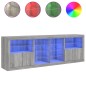 vidaXL Sideboard mit LED-Leuchten Grau Sonoma 202x37x67 cm vidaXL Sideboard mit LED-Leuchten Grau Sonoma 202x37x67 cm