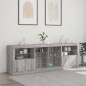 vidaXL Sideboard mit LED-Leuchten Grau Sonoma 202x37x67 cm vidaXL Sideboard mit LED-Leuchten Grau Sonoma 202x37x67 cm