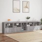 vidaXL Sideboard mit LED-Leuchten Grau Sonoma 283x37x67 cm vidaXL Sideboard mit LED-Leuchten Grau Sonoma 283x37x67 cm