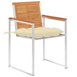 vidaXL Gartenstühle mit Kissen 2 Stk. Massivholz Akazie und Stahl  