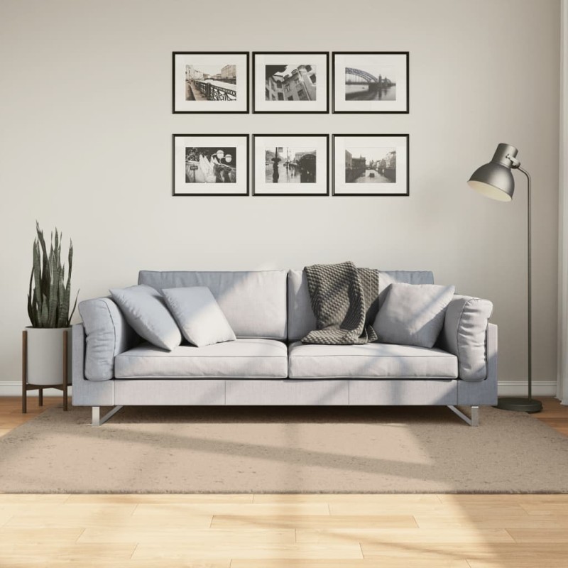 vidaXL Teppich HUARTE Kurzflor Weich und Waschbar Sandfarben 140x200cm vidaXL Teppich HUARTE Kurzflor Weich und Waschbar Sandfarben 140x200cm