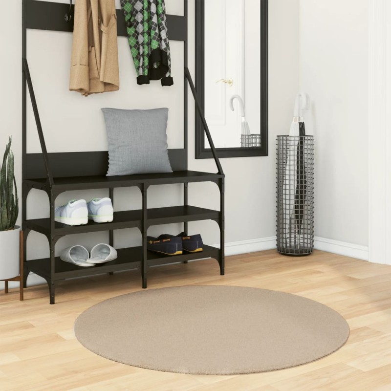 vidaXL Teppich HUARTE Kurzflor Weich und Waschbar Sandfarben Ø 100 cm vidaXL Teppich HUARTE Kurzflor Weich und Waschbar Sandfarben Ø 100 cm