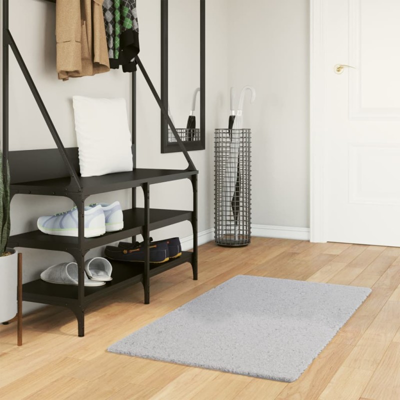 vidaXL Teppich HUARTE Kurzflor Weich und Waschbar Grau 60x110 cm vidaXL Teppich HUARTE Kurzflor Weich und Waschbar Grau 60x110 cm