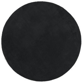 vidaXL Teppich HUARTE Kurzflor Weich und Waschbar Schwarz Ø 100 cm