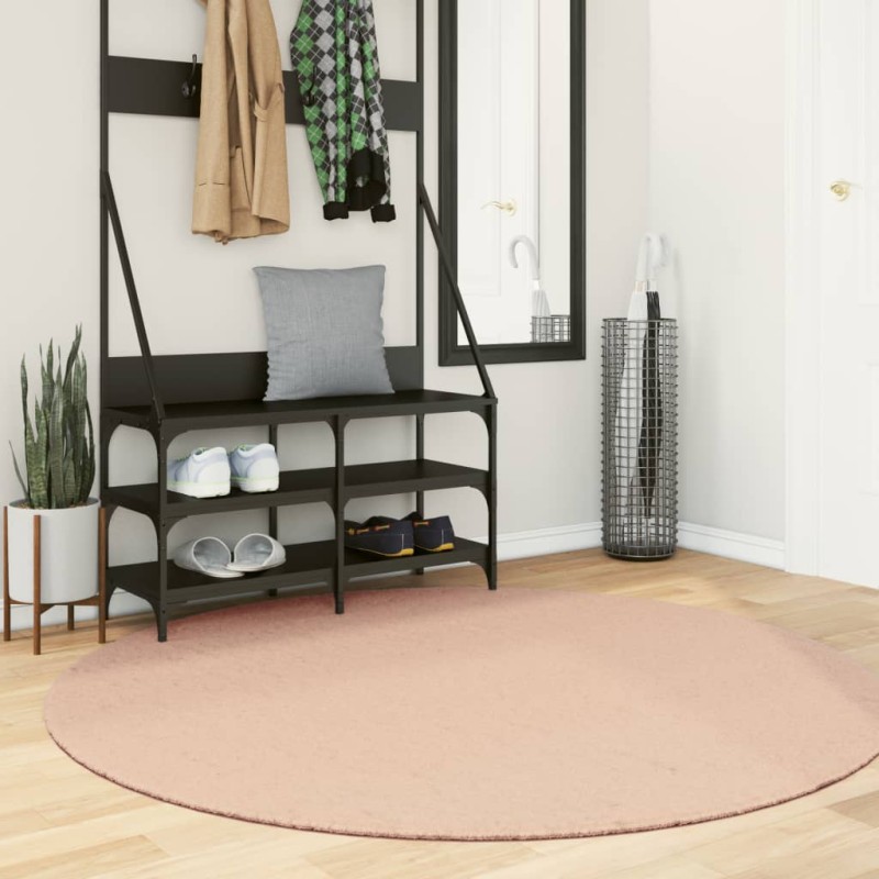 vidaXL Teppich HUARTE Kurzflor Weich und Waschbar Blassrosa Ø 160 cm vidaXL Teppich HUARTE Kurzflor Weich und Waschbar Blassrosa Ø 160 cm